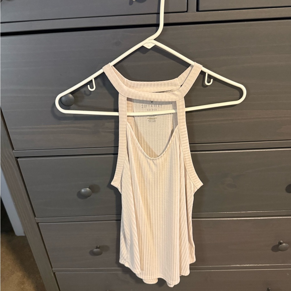 American Eagle Outfitters Light Pink Ribbed Tank Top